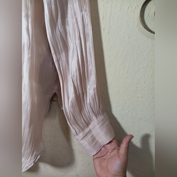 Two by Vince Camuto Shimmering Blush Button Down Shirt - Picture 3 of 7